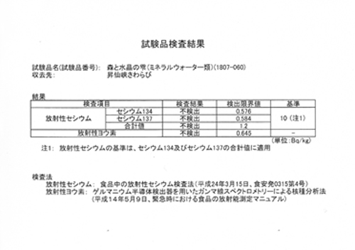 試験品検査結果